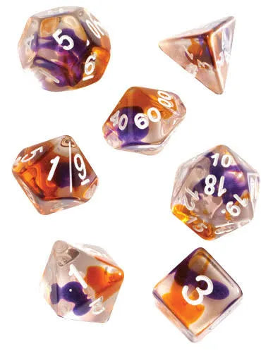 Sirius Purple, Orange Clear Dice Set (7)