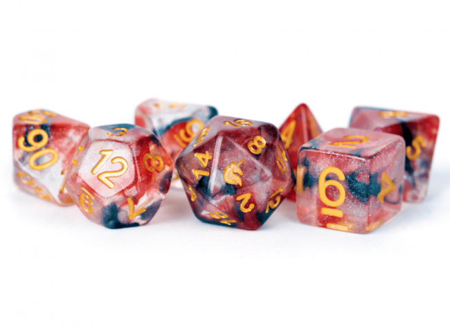 MDG 16mm Unicorn Resin Polyhedral Dice Set: Phoenix Ash (7)