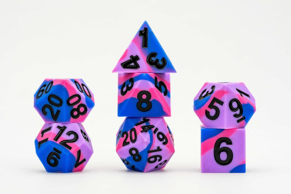 16mm Pride Sharp Edge Silicone Rubber Poly Dice Set Bisexual