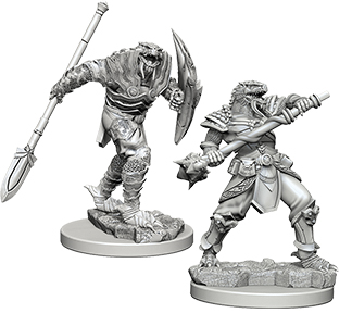 D&D Nolzur's Marvelous Unpainted Miniatures: Dragonborn Male Fighter 2 figures 1 with spear 1 with mace